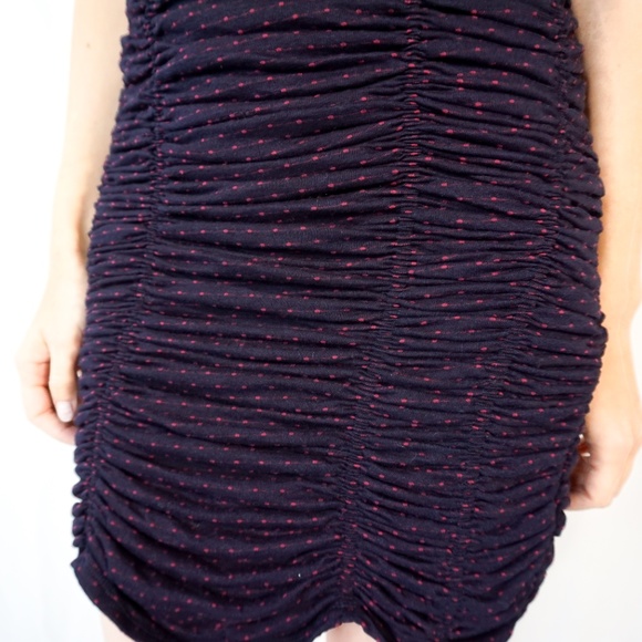 FREE PEOPLE Box Neck Smocked Mini Dress Blue - Picture 8 of 8